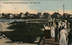 Lovers Walk on the Beach Bridge, York Beach, ME Postcard