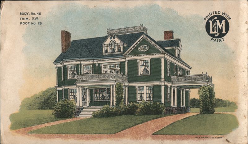 Large Green House Painted with L. & M. Paint Advertising