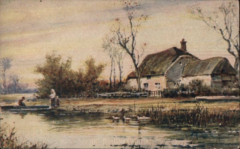 The Fisherman's Cottage - Rural Watercolor Scene Art