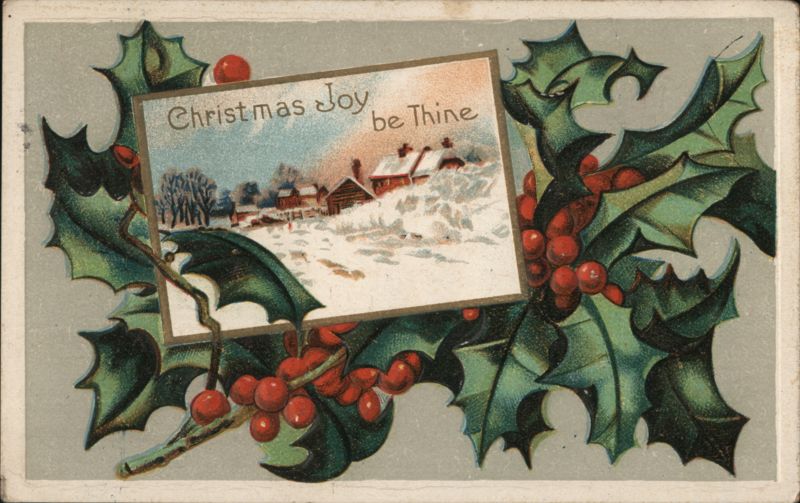 Christmas Joy be Thine Winter Village Holly Berries