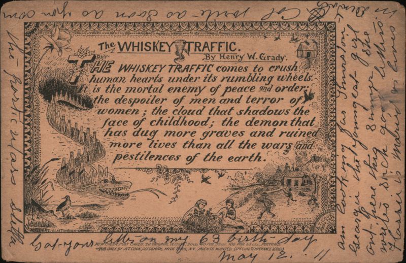 The Whiskey Traffic Temperance Movement Allegory, Henry W. Grady Poem