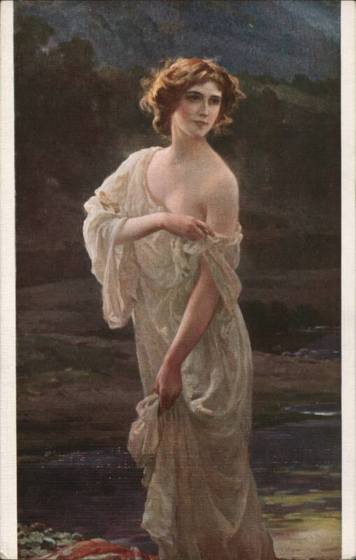 Woman in Flowing Dress by Shore, Abel Boye's 'Sur la rive'