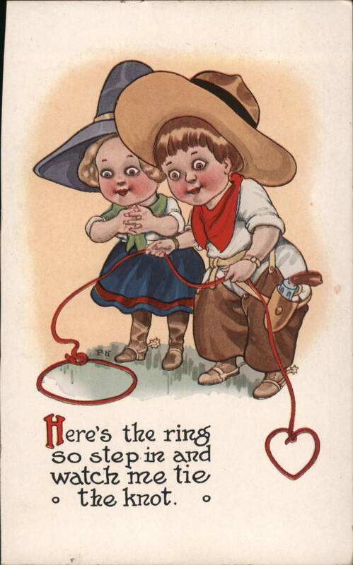 Cowboy Kids with Lasso, Boy Proposing to Girl 'Tie the Knot'