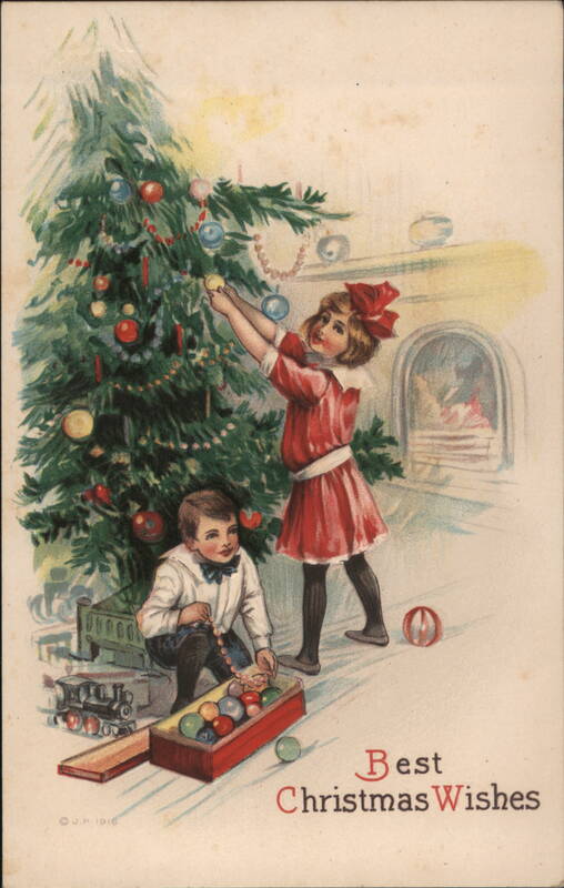 Children Decorating Christmas Tree, Best Christmas Wishes