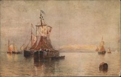Boats Under Venetian Skies Painting by H. Armourie Postcard