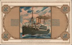 Twin-Screw Steamer Grosser Kurfürst Ship Illustration with Anchors Postcard