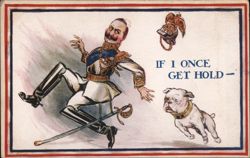 Comic WWI Propaganda: Kaiser Wilhelm II and British Bulldog Postcard
