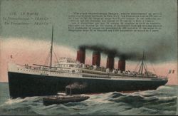 SS France Transatlantic Liner with Four Smokestacks, Le Havre Postcard