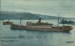 Steamer PRINZ AUGUST WILHELM of Hamburg-America Line Postcard