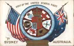 Visit of the United States Fleet to Melbourne Australia Postcard