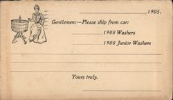 1905 Order Form for 1900 Washers, Woman with Washing Machine Postcard