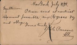 1878 New York Handwritten Business Order for Six Gross 8oz Postcard