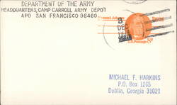 US Army Mail from Camp Carroll Army Depot APO 96460, 1974 Postcard