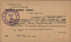 Hervey, Barber & McKee Law Firm Receipt for Trademark Registration Postcard