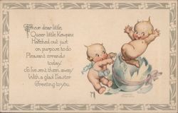 Kewpie Babies Hatching from Egg, Easter Greeting Postcard