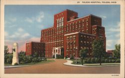 Toledo Hospital Building Exterior Postcard