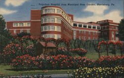 Polyclinic Hospital from Municipal Rose Garden Postcard