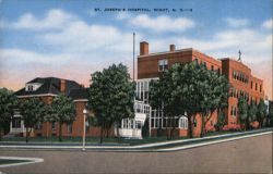 St. Joseph's Hospital, Minot, ND - Side-Hill Setting Postcard