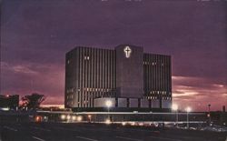St. Joseph Hospital, Illuminated Cross, Sunset Postcard