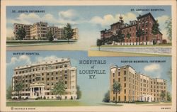 Louisville KY Hospitals: St. Joseph, St. Anthony, Baptist, Norton Postcard
