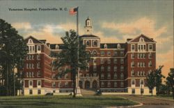 Veterans Hospital Fayetteville NC with American Flag Postcard