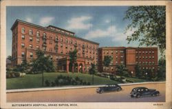 Butterworth Hospital with Cars Postcard