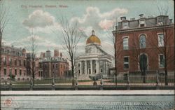 Boston City Hospital with Golden Dome, Massachusetts Postcard