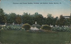 Fountain and Flower Garden, Soldiers' and Sailors' Home Postcard
