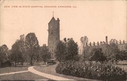 State Hospital Grounds, Clock Tower Postcard