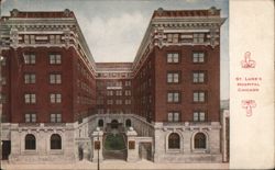 St. Luke's Hospital Chicago U-Shaped Building Postcard