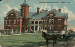 Jackson County Infirmary with Horse & Buggy Postcard