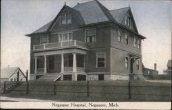 Negaunee Hospital, Large Building with Porch Postcard