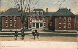City Hospital, Hudson, NY with Men on Horseback Postcard