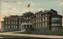 Hospital Building with American Flag, Jamestown, NY Postcard