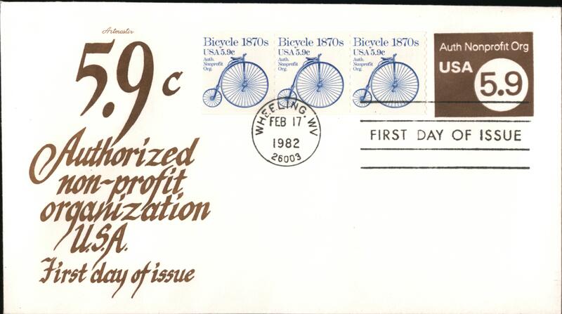 1982 5.9c Bicycle 1870s Block of Stamps First Day Cover
