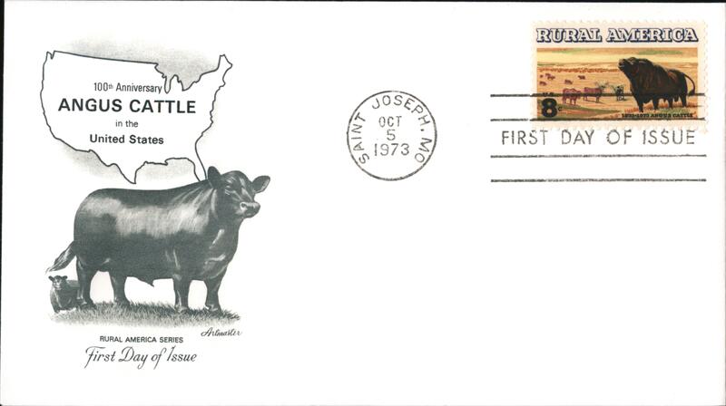 1973 8c Angus Cattle 100th Anniversary FDC First Day Covers