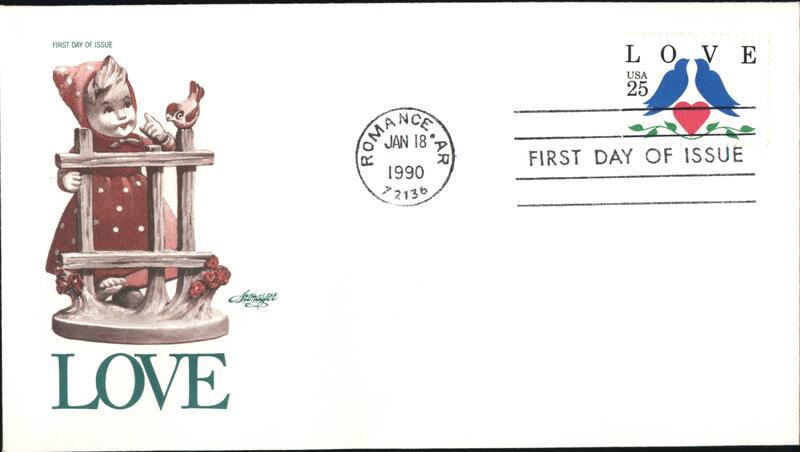 1990 25c Love First Day Cover First Day Covers