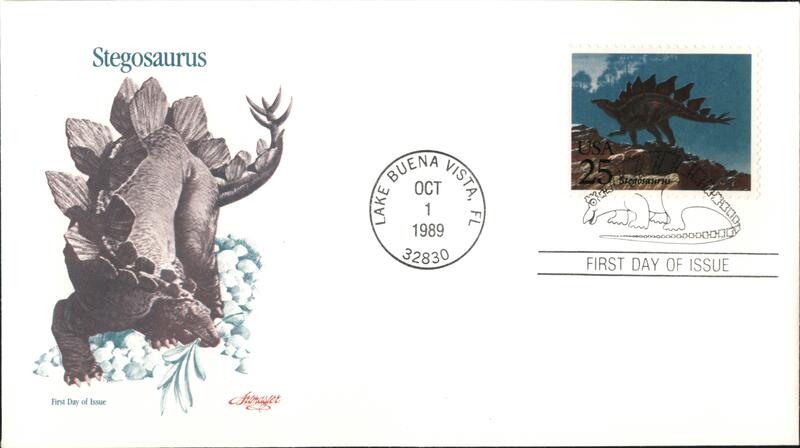 1989 25c Stegosaurus Dinosaur First Day Cover First Day Covers