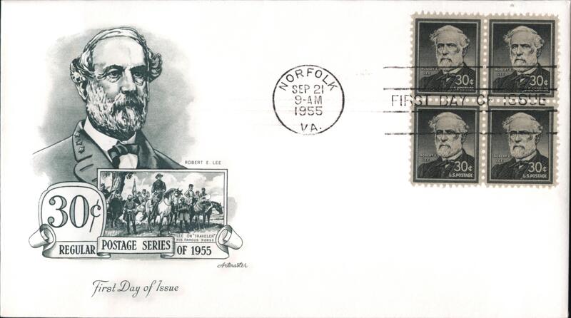 1955 30c Robert E. Lee Block of Four First Day Cover