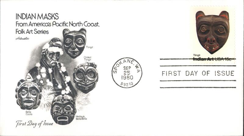 1980 15c Indian Masks Folk Art FDC First Day Covers