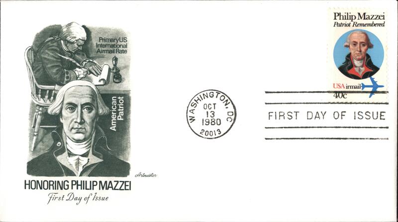 1980 40c Philip Mazzei First Day Cover First Day Covers