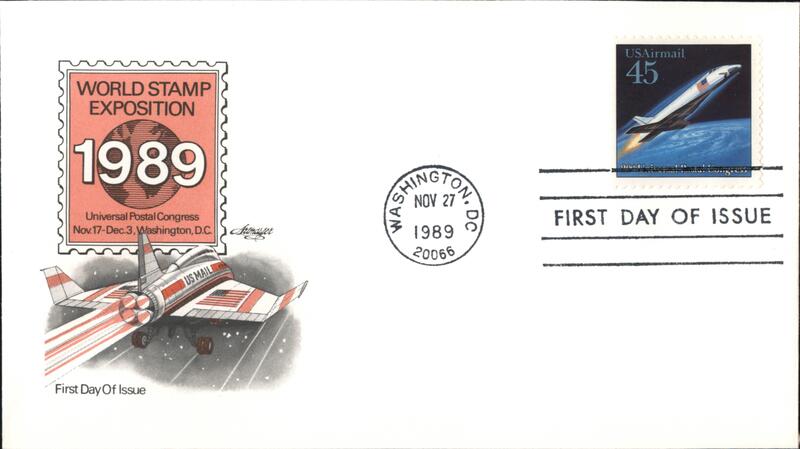 1989 45c USAirmail World Stamp Exposition First Day Cover