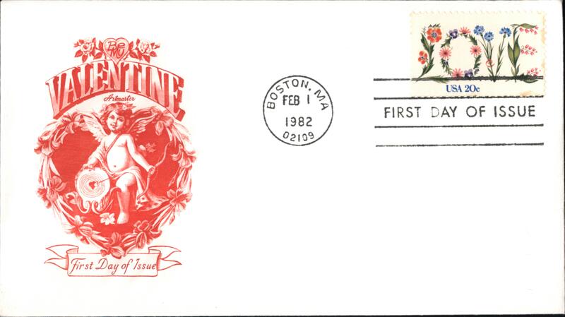 1982 20c LOVE Valentine's Day First Day Cover First Day Covers