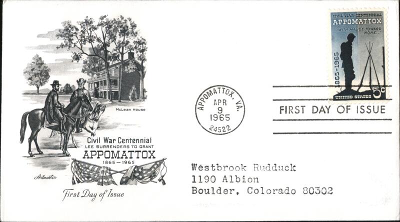 1965 5c Appomattox Civil War Centennial FDC First Day Covers