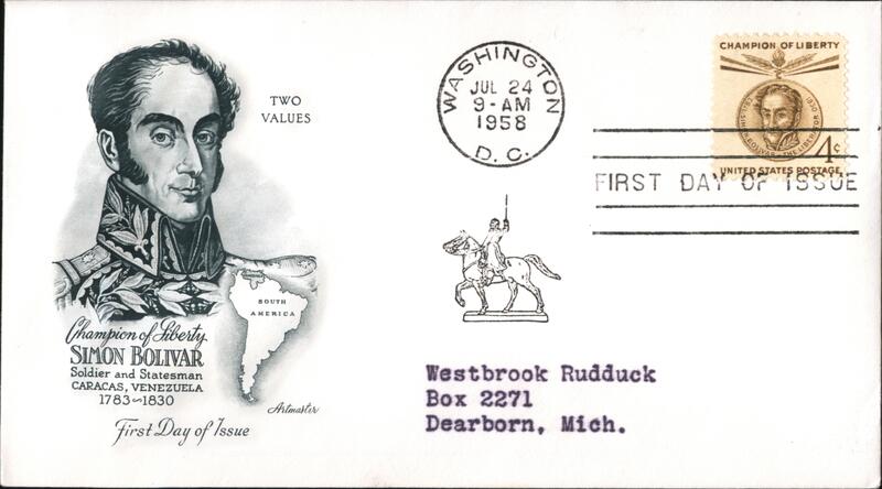 1958 4c Simon Bolivar Champion of Liberty First Day Cover