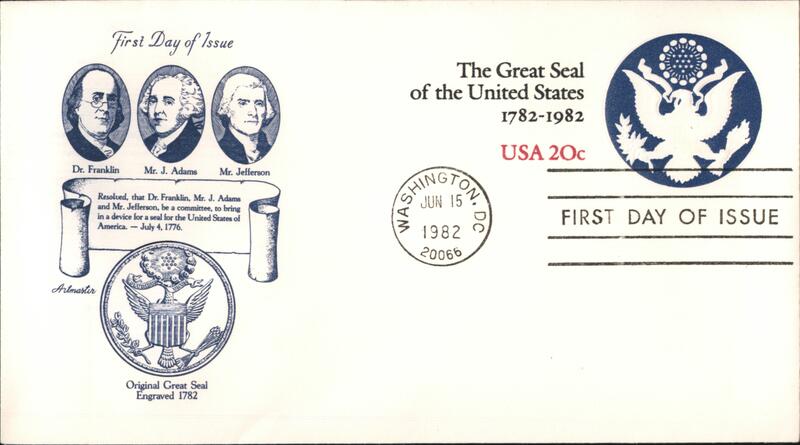 1982 20c The Great Seal of the United States First Day Cover