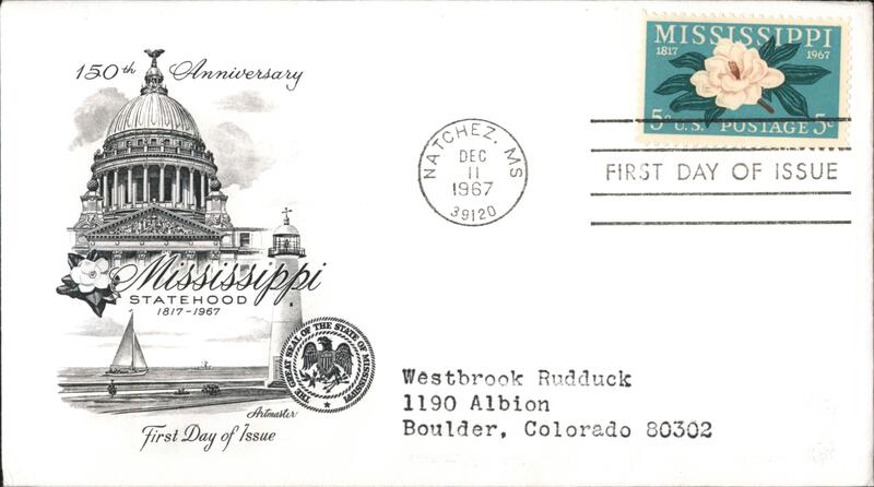 1967 5c Mississippi Statehood 150th Anniversary First Day Cover