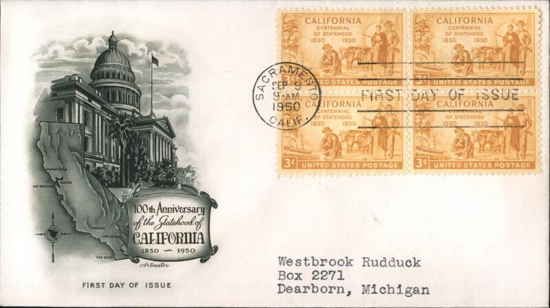 1950 3c California Statehood Centennial First Day Cover