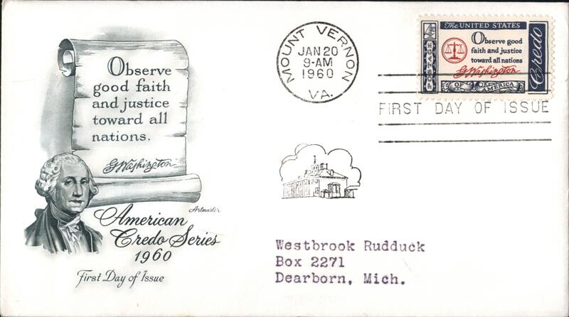 1960 4c American Credo Series First Day Cover First Day Covers