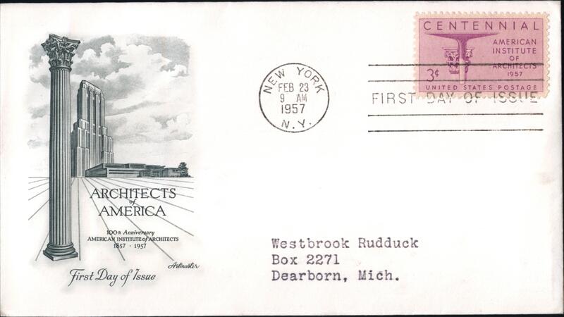 1957 3c American Institute of Architects Centennial FDC